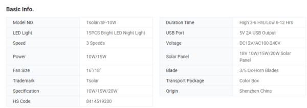 Соларен Вентилатор - Tsolar/SF-10W - Image 4