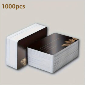 1000 парчиња кастомизирани PVC бизнис картички - 5.08x8.89cm дизајн со двојна страна, мат завршеток, водоотпорни, персонализирани со фотографија и текст, елегантни златни листови за професионално брендирање, бизнис картички за бизнис, професионален изглед,