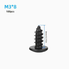 100 парчиња M3*8mm црни карбонски челик самопробивачки завртки, големи рамни крстести глави со дизајн на печурка, целосно навојни PHILLIPS погон, висока јачина закалени за прицврстување и поправка на дрво, за домашна употреба