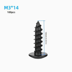 100 парчиња M3*14mm црни карбонски челик самопробивачки завртки, големи рамни крстести глави со дизајн на печурка, целосно навојни PHILLIPS погон, висока јачина закалени за прицврстување и поправка на дрво, за домашна употреба