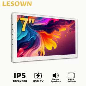 LESOWN 17.78cm Пренослив USB Монитор - LCD Екран со OSD Мени, 300Nits HDR, Без Потреба од Драјвери за Raspberry Pi, Лаптоп, PC, TV Box - Компактен Екран за Игри/Презентации/Домашно Кино (17.78cm, USB-C, Компатибилен), Аксесоар за Raspberry Pi, Стилски Бежичен Дизајн, Јасна Квалитет на Слика