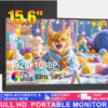 NSEOVS Пренослив Монитор со 15.6 инч, 1920x1080P HD, 72%sRGB Боја Гамут, 60Hz Освежување, Вградени Звучници и Метална Задна Капак - USB-Напојуван за Лаптоп, ПЦ, Мини ПЦ, Телефон, Гејминг Конзола - Патнички Прилагодлив, Приклучи и Играј, Екран за Лаптоп, Компатибилност со Повеќе Уреди, Живописен Дисплеј, Издржлив Екран