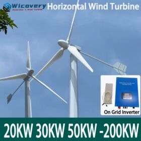 CE 200KW 48V 110V 96V 220V 240V Хоризонтални ветерни турбини 380V 3-фазен AC генератор со инвертер поврзан со мрежа за фарма