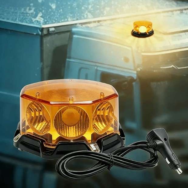 Супер Светло 12-24V LED COB Сигурносно Светло за Покрив, Магнетен Држач, Ротирачко Светло за Сигнализација за Автомобил, Камион, SUV, Приколка, Градежништво и Употреба покрај Пат, Без Батерија - Image 3
