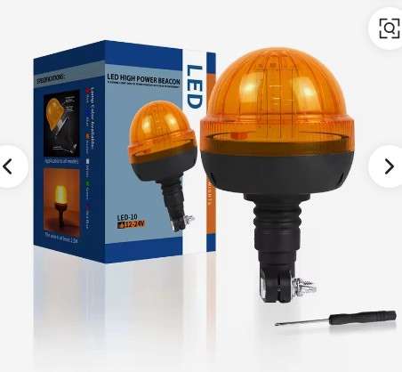 LED-10 - Ново ротирачко трепкачко светло со килибарна светлина, стробоскопска LED светилка за итни случаи на покрив, камион, приколка, IP65, водоотпорна 12-24V - Image 4