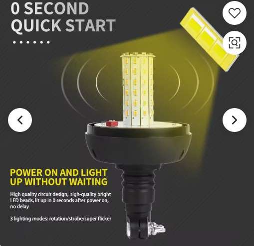 LED-13 - Ново ротирачко LED светло за предупредување во итни случаи, килибарно, стробоскопско светло, трепкачки столбни светла за камион и трактор, 12-24V DC IP65, водоотпорно 60 - Image 6