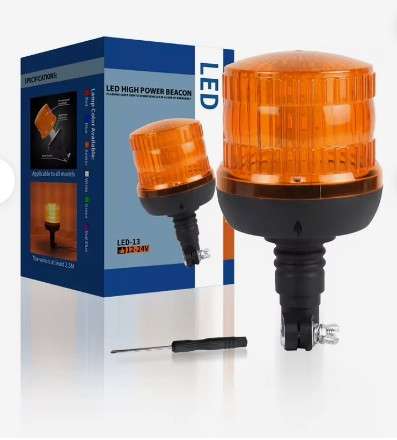 LED-13 - Ново ротирачко LED светло за предупредување во итни случаи, килибарно, стробоскопско светло, трепкачки столбни светла за камион и трактор, 12-24V DC IP65, водоотпорно 60 - Image 3