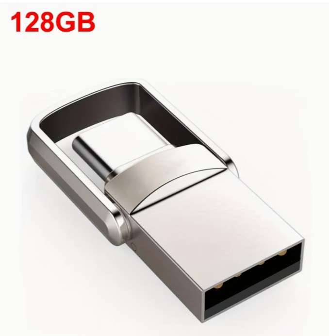 USB C флеш меморија со ротација од 360° - Високобрзински USB 2.0, метален флеш диск, компатибилен со PC, лаптоп, Mac, паметен телефон (128GB)