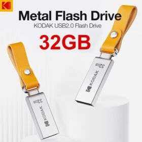 KODAK K122 Метална Серија за Носење USB Флеш Драјв 32GB - Пренослив USB 2.0 Флеш Драјв со Јамка за Клучеви за Работа Патување Лаптоп PC Автомобил Аудио, Компактен Метален Мемориски Стик за Секојдневно Складирање на Датотеки