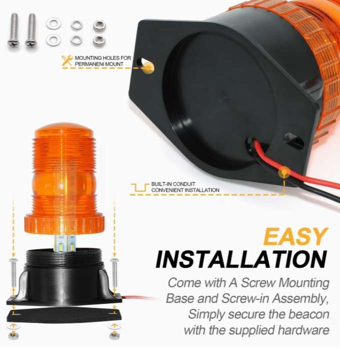 2 парчиња LED строб светла, 12V-24V килибарени 30 LED предупредувачки безбедносни трепкачки светла за виљушкар, камион, трактор, колички за голф, UTV, автомобил, автобус - Image 2